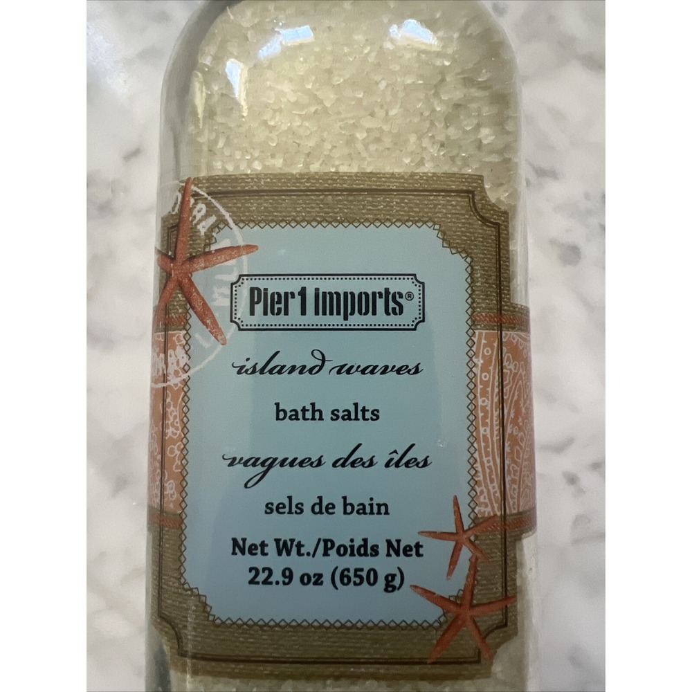Pier 1 Imports Island Waves Bath Salts HTF Glass Bottle 22.9 OZ NEW - Picture 2 of 6